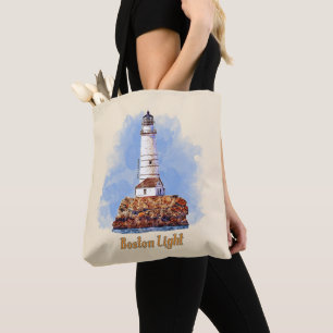 Bolsa Tote Boston Light Lighthouse Watercolor - Massachusetts