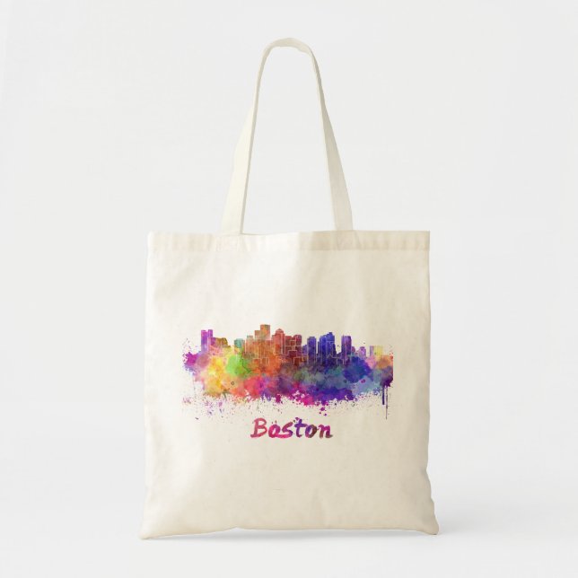 Bolsa Tote Boston skyline in watercolor (Frente)