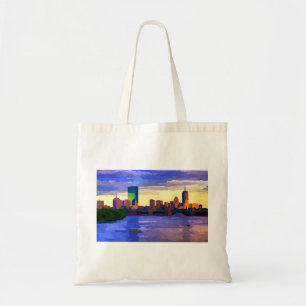 Bolsa Tote Boston Skyline Sunset sobre o Back Bay