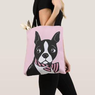 Bolsa Tote Boston Terrier com luz do laço - sacola