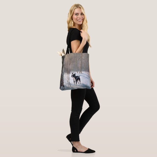 Bolsa Tote Boston Terrier Deixe Nevar Natal (No(a) Modelo)