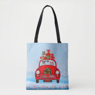 Bolsa Tote Boston Terrier Dog No Carro Com Papai Noel