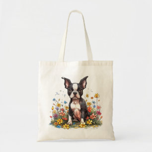 Bolsa Tote Boston Terrier em Bloom Tote Bag