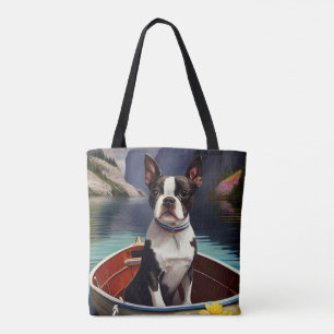 Bolsa Tote Boston Terrier em um remo: Uma aventura cênica