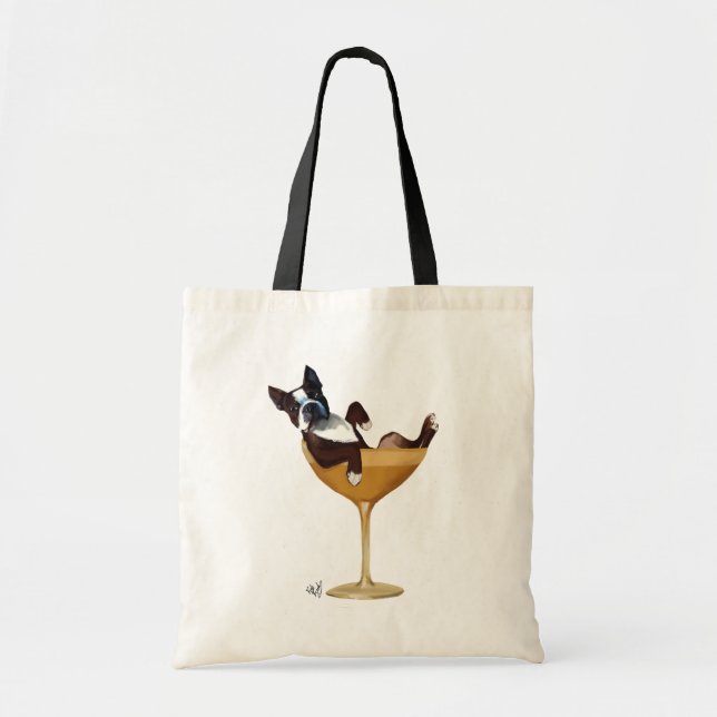 Bolsa Tote Boston Terrier no Cocktail Glass 2 (Frente)