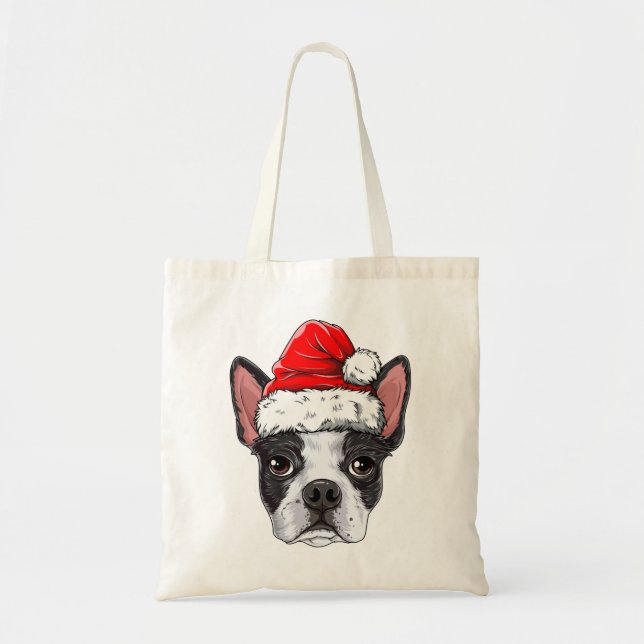 Bolsa Tote Boston Terrier Papais noeis A Camiseiros De Natal (Frente)