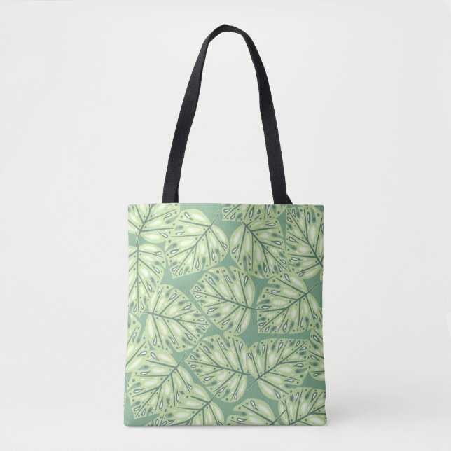 Bolsa Tote Botanic jungle seamless pattern in pastel green co (Frente)