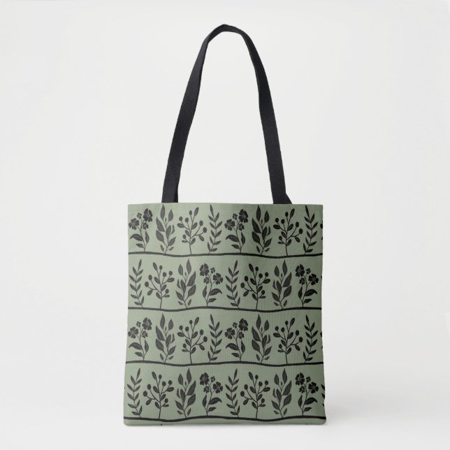 Bolsa Tote Botanic Rhapsody Black Floral Silhouette Botanical (Frente)