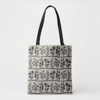 Bolsa Tote Botanic Rhapsody XL 4 black floral silhouettes