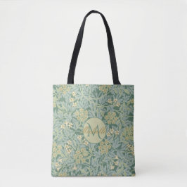 Bolsa Tote Botânica Floral Vintage Teal e Verde