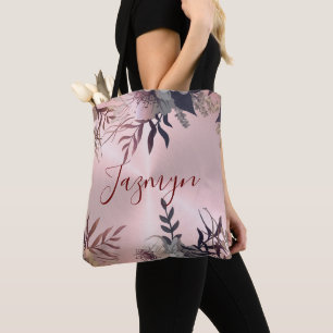 Bolsa Tote Botânica Rosa Blush Personalizada