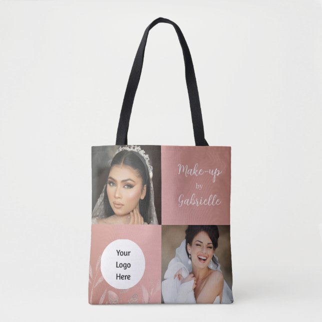 Bolsa Tote Botanical Dusty Rose Boho Photo White Script Logo (Frente)