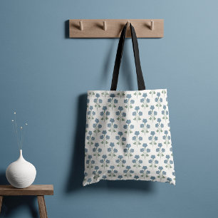 Bolsa Tote Botânico Costeiro em Denim Empoeirado