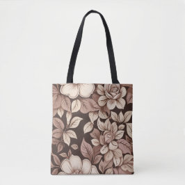 Bolsa Tote Botânico Floral Sépia Neutro