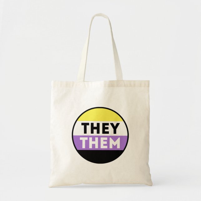 Bolsa Tote Botão de Pronomes Não Binários - Eles Deles (Frente)