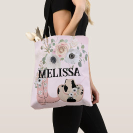 Bolsa Tote Botas cor-de-rosa ocidentais que personalizam