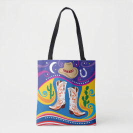 Bolsa Tote Botas de Cowboy e Estrelas do Deserto