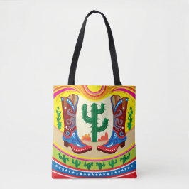 Bolsa Tote Botas de Cowboy e Sol do Deserto