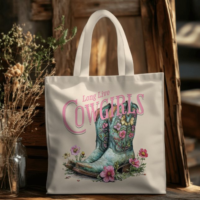 Bolsa Tote Botas Florais De Cowboy Vivas (Criador carregado)