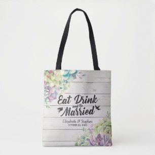 Bolsa Tote Bote Bem-Vindo Bagas de Presente Suculenta Madeira