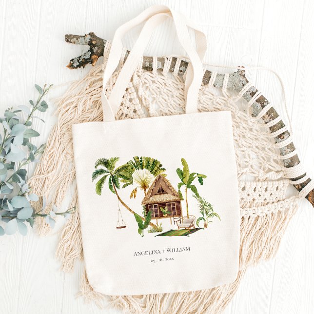 Bolsa Tote Bote Tropical Palm Tree Bem-Vindo (Criador carregado)