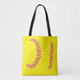 Bolsa Tote Botões de Softball Rosa-Brilhante