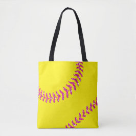 Bolsa Tote Botões de Softball Rosa-Brilhante