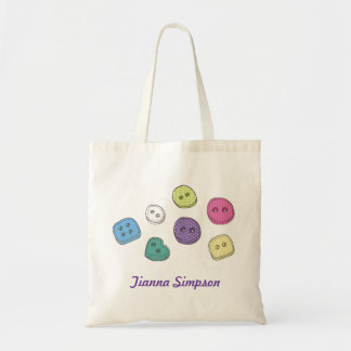 Bolsa Tote Botões do artesanato Semeando Saco de Nome Persona