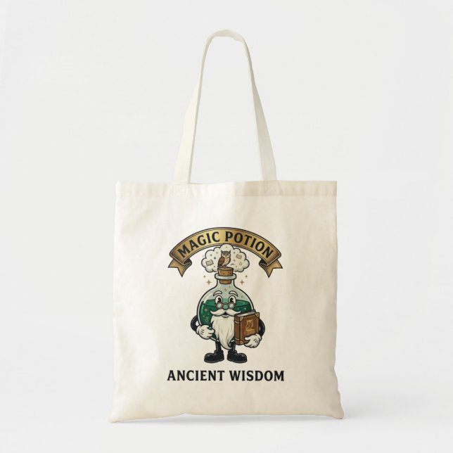 Bolsa Tote Botto Ancient Wisdom Wizard Magic Potion Owl Retro (Frente)