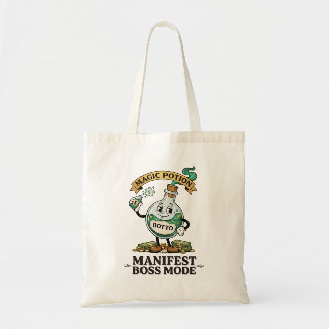 Bolsa Tote Botto Manifest Modo Chefe Cartoon Retro dos Anos 1 (Frente)
