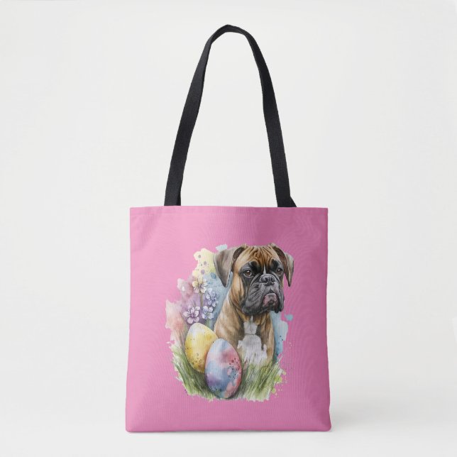 Bolsa Tote Boxer Boxer Easter Ovo, Boxer Felz pascoa Cheio (Frente)