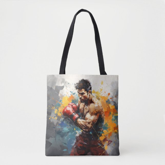 Bolsa Tote Boxer Boxer Sport Painting Abstrato Art Decor (Frente)