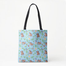 Bolsa Tote Boxer Cachorro Floral Kawaii Primavera