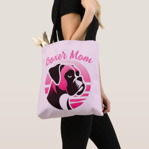 Bolsa Tote Boxer Dog Mãe em Rosa