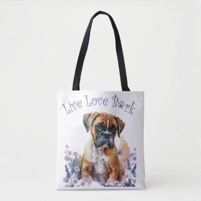 Bolsa Tote Boxer Dog Mãe Floral (Frente)