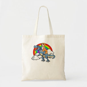 Bolsa Tote Boxer Dog Riding Dinosaur Trex German Deutscher Fu