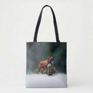 Bolsa Tote Boxer Natal neve inverno