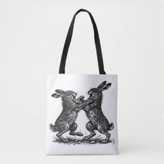 Bolsa Tote Boxing Hares – Haunted Ink Woodland Duel