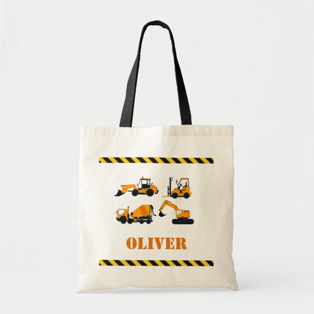 Bolsa Tote Boys personalizados Construction Diggers Tote Bag (Frente)