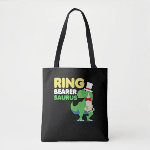 Bolsa Tote Boys Ring Bearer Dinossaur Rex Festa de casamento