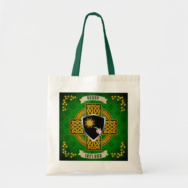Bolsa Tote Brady Irish Shield & Celtic Cross Personalizado (Frente)