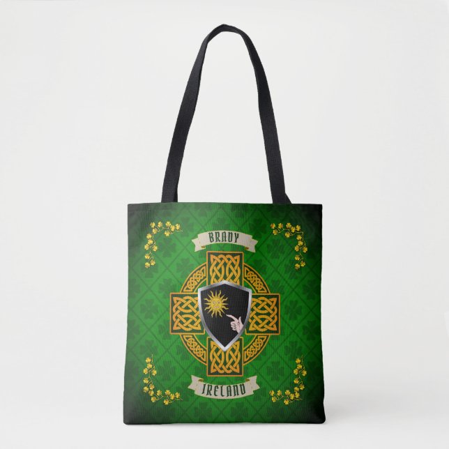 Bolsa Tote Brady Irish Shield & Celtic Cross Personalizado (Frente)
