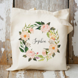 Bolsa Tote Braidsmaid de Wreath Floral Personalizada,Bem-vind