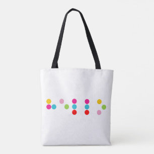 Bolsa Tote Braille - idioma cego alfabeto letras saudáveis te