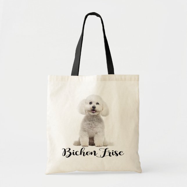 Bolsa Tote Branca, Bichon, Frise, Cão De Cão, Amor (Frente)
