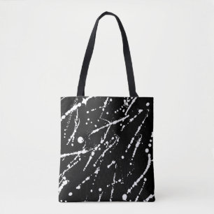 Bolsa Tote Branca com abstrato preto