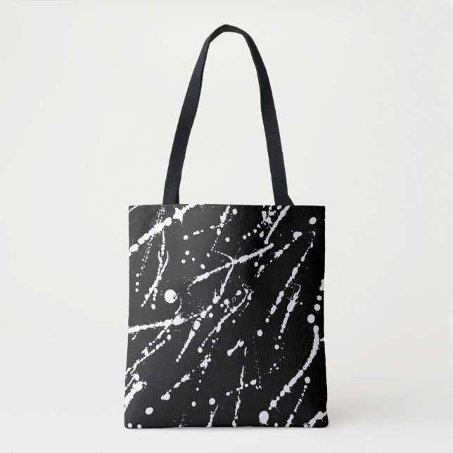 Bolsa Tote Branca com abstrato preto (Frente)