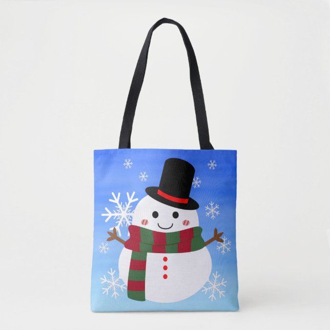 Bolsa Tote Branca de Natal Snowman (Frente)
