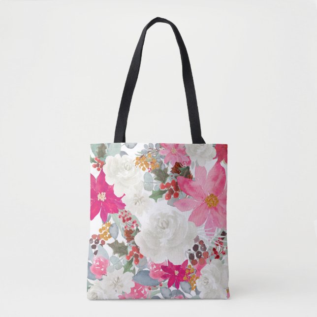 Bolsa Tote Branca de Toalhas da Rapariga Flor (Frente)