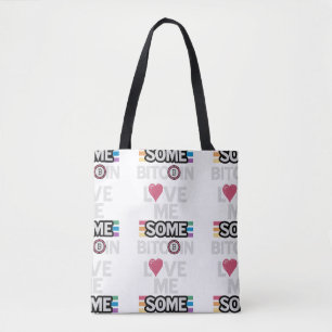 Bolsa Tote Branca de Totebag "Love some Bitmoney"